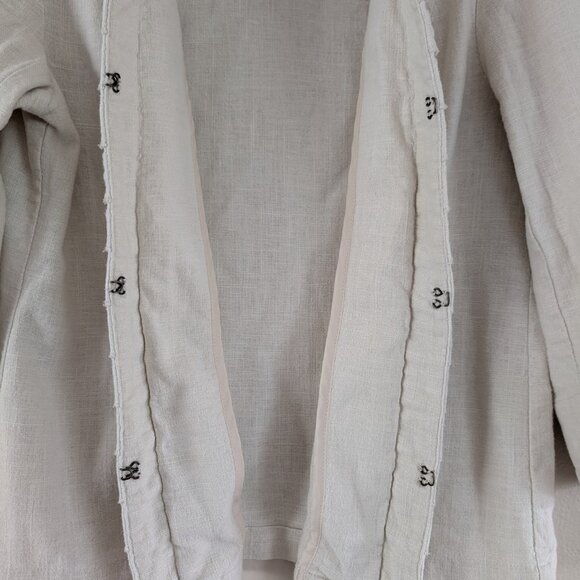 Beige Linen Blend Quarter Sleeve Blazer with Hook and Eye Clasps - Women's Sz 10 - Picture 9 of 11